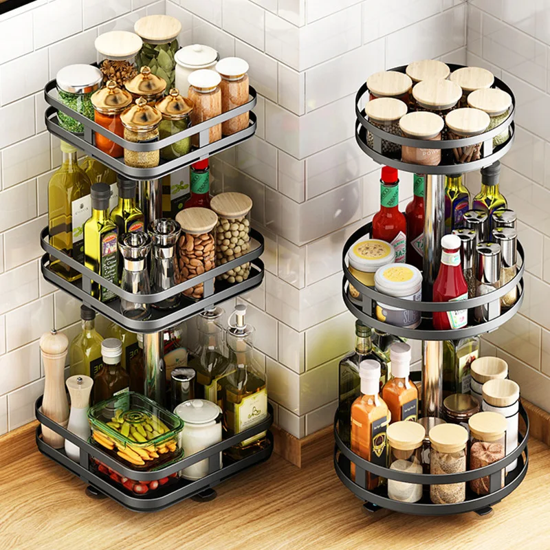 360 Degree Rotating Rack Multilayer Multiple Styles Sauce Spice Bottle