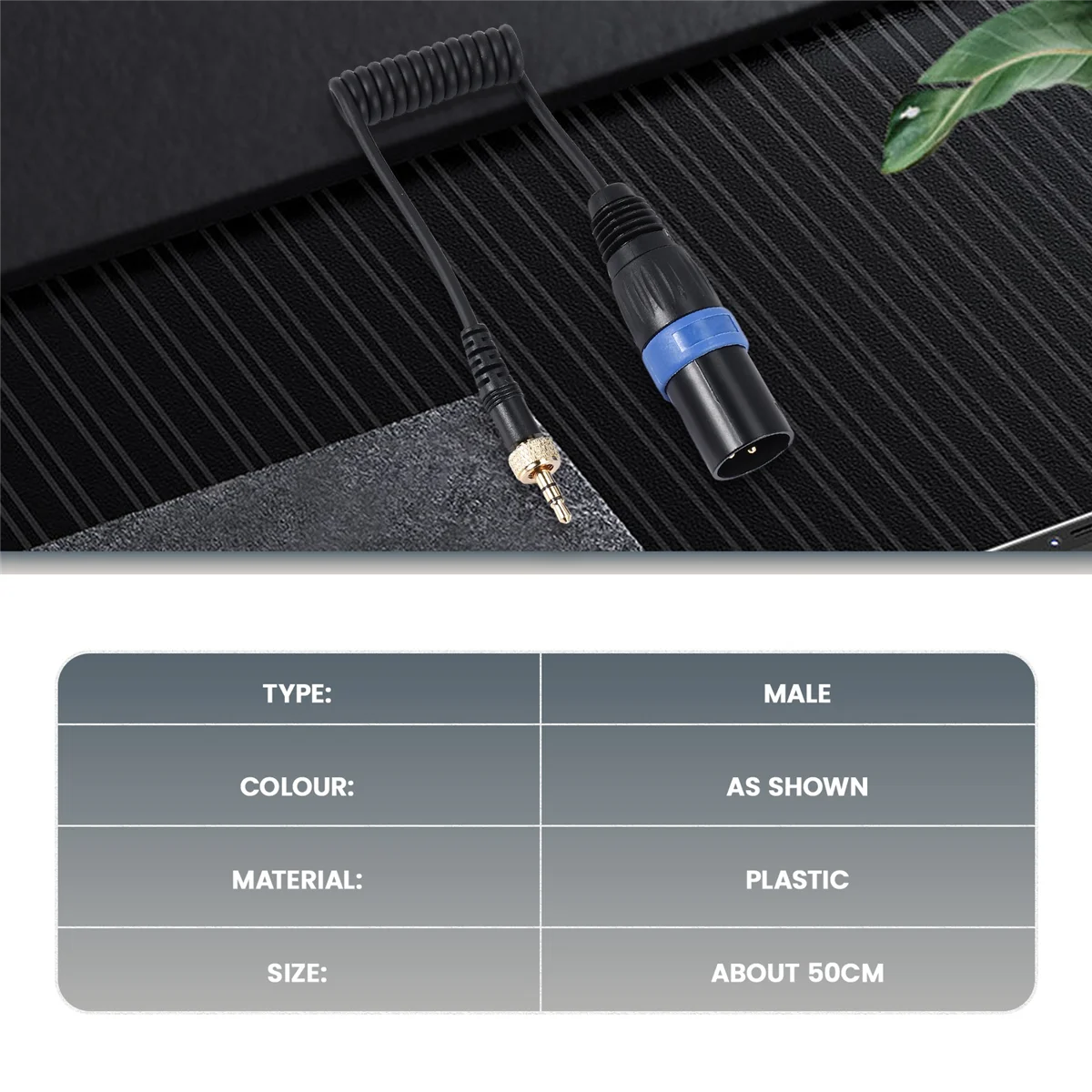 AB25 Saramonic Locking Type 3.5mm to 3.5mm TRS to XLR Male Microphone Output Universal Audio Cable for Wireless Receivers