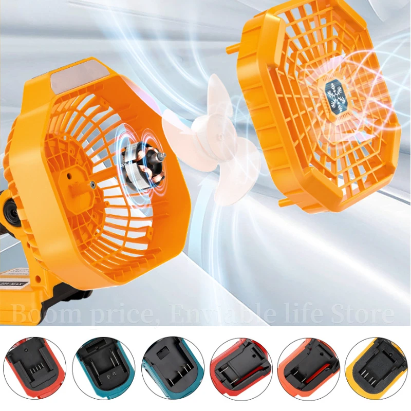 

Horizontal Fan with Light for Makita for Bosch for Dewalt for Milwaukee for Black&Decker for Craftsman 14.4V/18V Lithium Battery