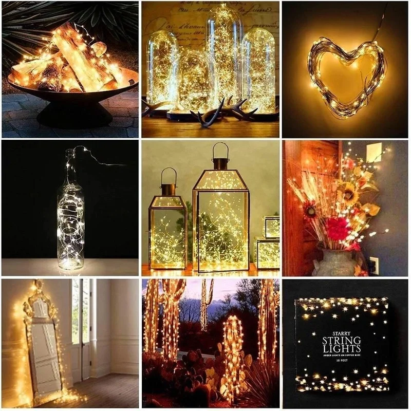 

1m/2m/3m/10m Copper Wire Battery Box Garland LED Wedding Decoration for Home Decoration Fairy for Party Decoration String Light