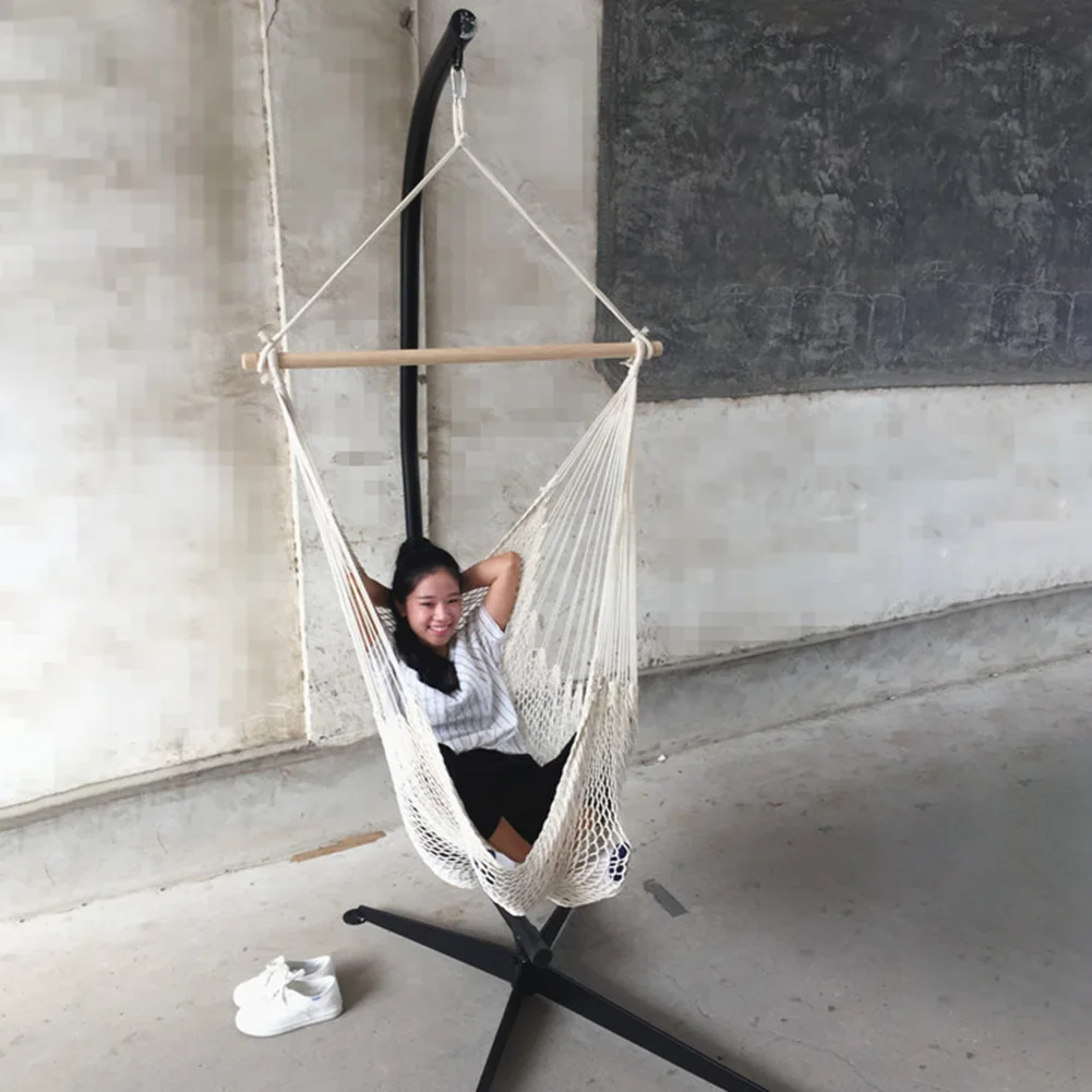 Indoor Outdoor Large Cotton Rope Hanging Chair Solid and Compressive Resistance Practical Natural White Comfort Swing Chair