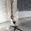 Indoor Outdoor Large Cotton Rope Hanging Chair Solid and Compressive Resistance Practical Natural White Comfort Swing Chair 5