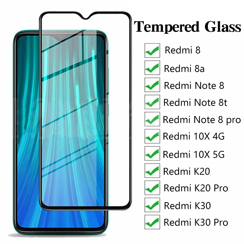 

Full Cover Tempered Glass For Xiaomi Redmi Note8 Note9 Note8t K20 K30 Screen Protector Font Film For Red Mi Note 9 8 K20 K30 Pro
