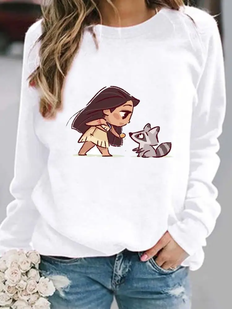 

Cartoon Funny Trend Fashion Print Princess Pullovers Holiday Cartoon Women Casual Autumn Spring Female Graphic Sweatshirt
