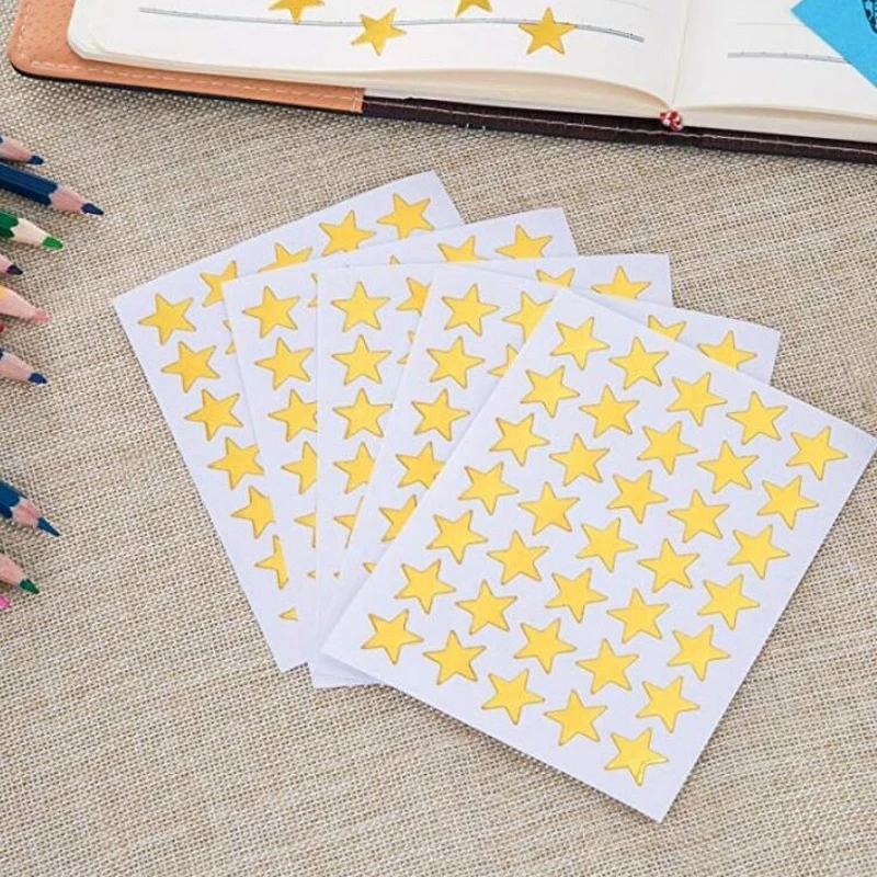 10 Sheets/Pack Of Children'S Gold-Plated Award Glitter Stickers Mother  Teacher Praise Label Award Five-Pointed Star Love Sticker