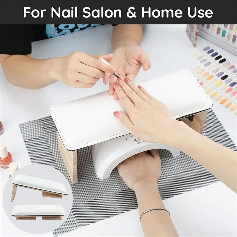 Folding Nail Arm Rest 3 Adjustable Model Wood Nail Hand Rest PU Leather Manicure Hand Pillow Polish Cushion