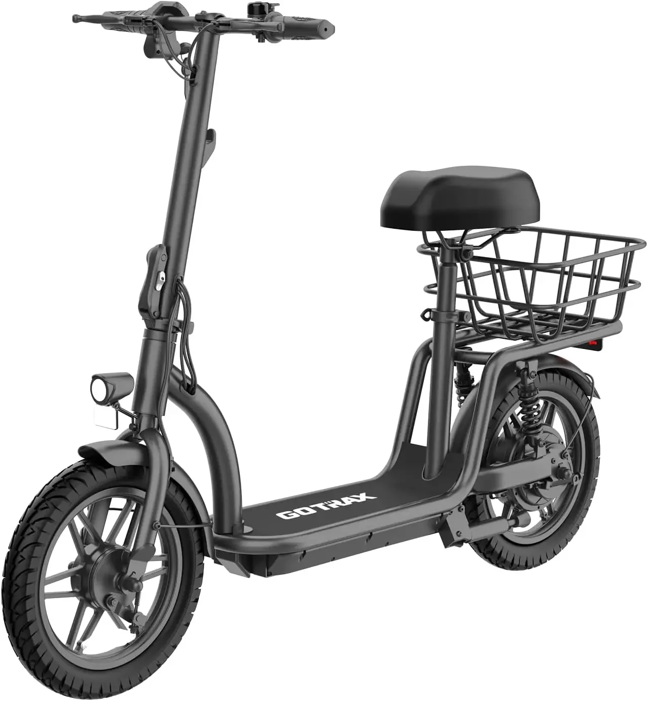 Scooter with Seat for Adult, Max 16-25miles Range, 15.5-20mph Power by 350W-500W Motor, Comfortable 14" Pneumati