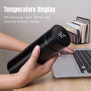 Bouteille Thermos de 500ML, tasse intelligente en acier inoxydable 304, sous vide numérique avec affichage de la température, tasse à café intelligente isolée 1