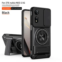 Enhanced Phone Case with MagSafe Magnetic Fold Holder and Military Armor Camera Protection for ZTE nubia Neo 2 (SJia - Black)