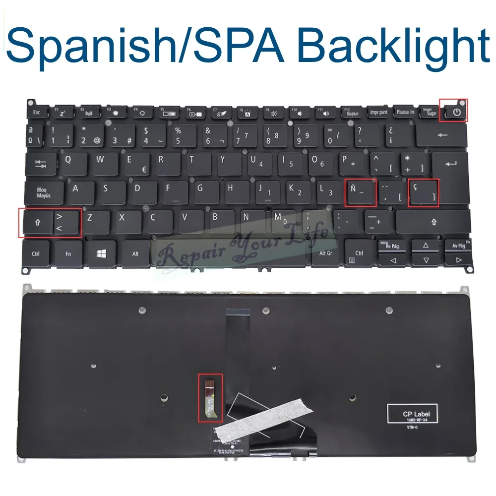 Teclado Retroiluminado para Acer Swift Espanhol la Latin Sf31459 Sf314-59-51m4 Sf314-59-53rb 50mc Sf314-59-52bz Sf314-5973up 55sb - Imagem 3
