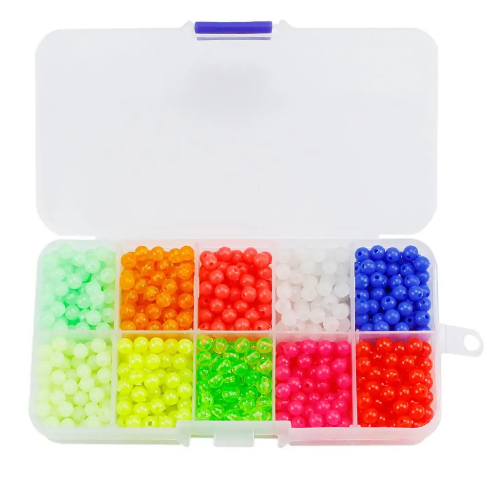 1000pcs/box Fishing Beads Reusable Plastic Luminous Oval Beads Lure