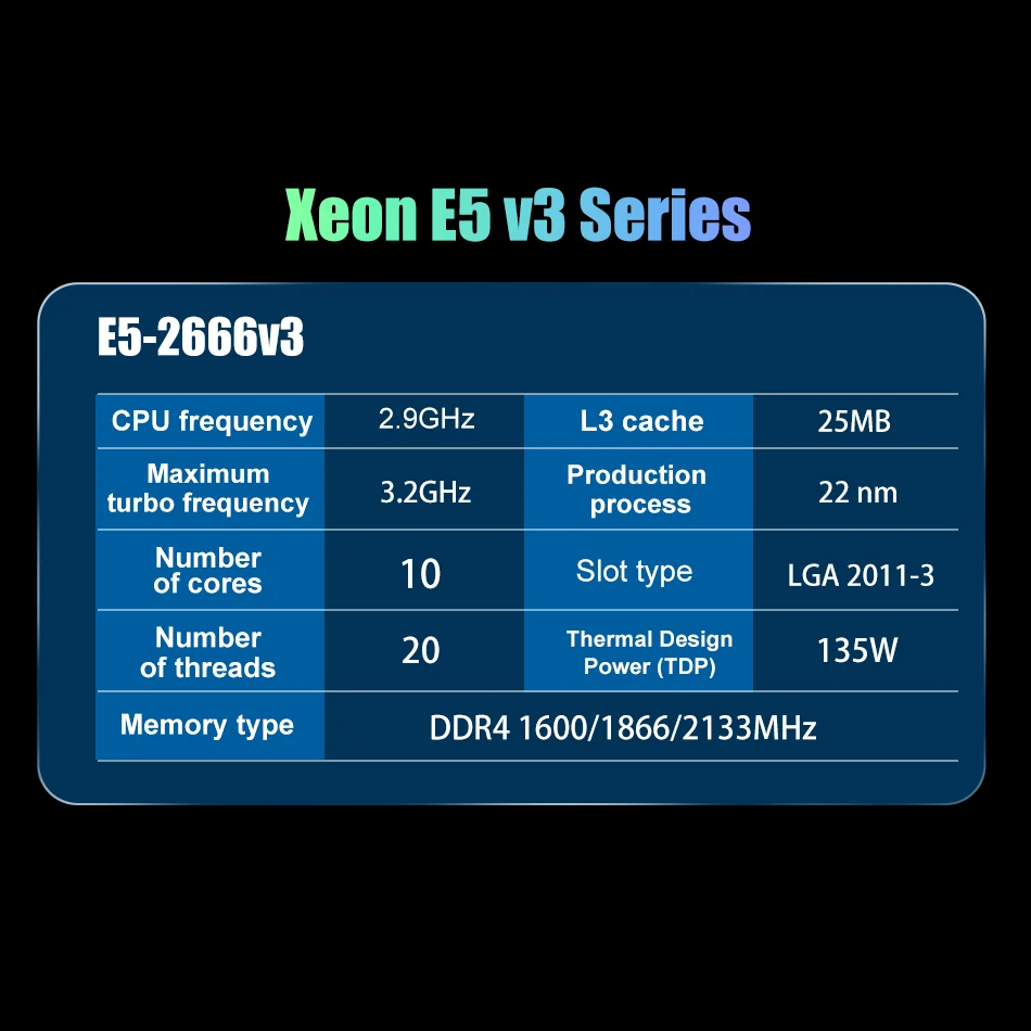 Xeon E5 2666 V3 2666V3 Processor 2.9Ghz 10 Core 135W LGA 2011-3 CPU cpu processor