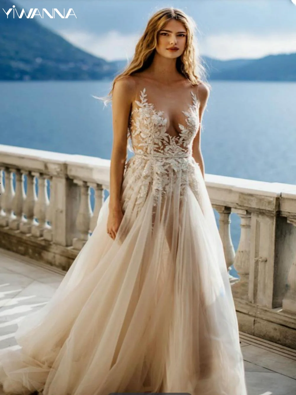 

Sexy Sleeveless Backless Wedding Dress Classic Appliques Sequins Dress For Bride Elegant A-line Long Bridal Gown Robe De Mariée