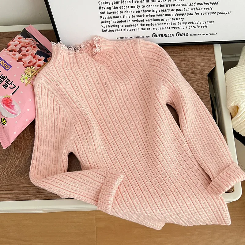 

Girls Sweater Wool Coat Knitting 2022 Cool Thicken Warm Winter Autumn Bottoming Shirt Children's Clothing