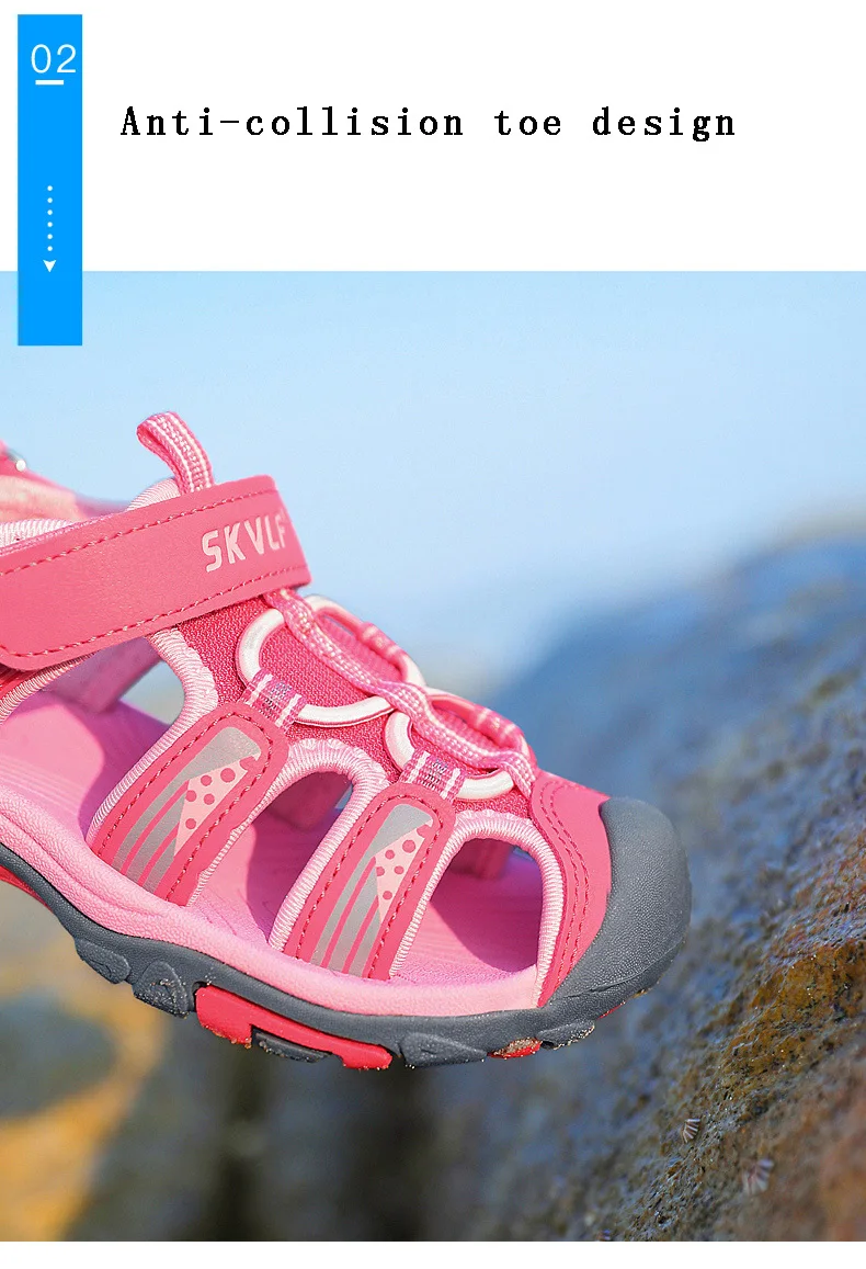 Children Summer Breathable Non-slip Sandals Boys Girls Beach Shoes Soft Flat Closed Toe Safty Shoe Outdoor Casual Sports Sandals bata children's sandals