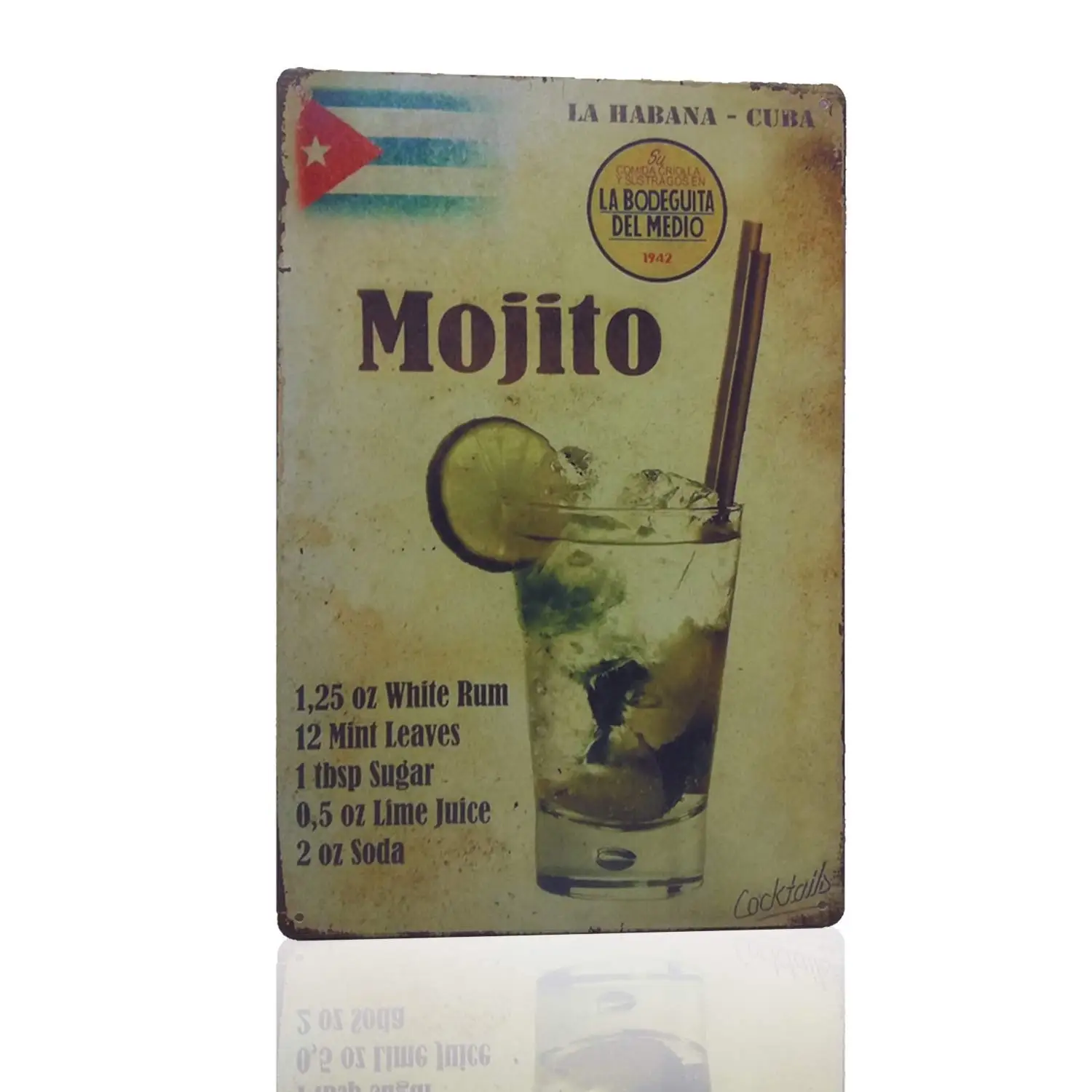 

Mojito La Habana Cuba Mojito Drink Tin Sign Retro Metal Bar Decor 8 X 12Inch