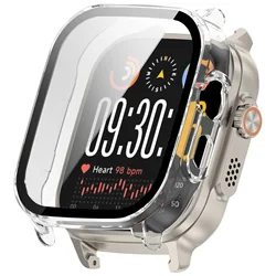 Premium HD Tempered Glass Protective Case with Screen Protector - Full Coverage Bumper Shell for Realme Watch 5 (Transparent)