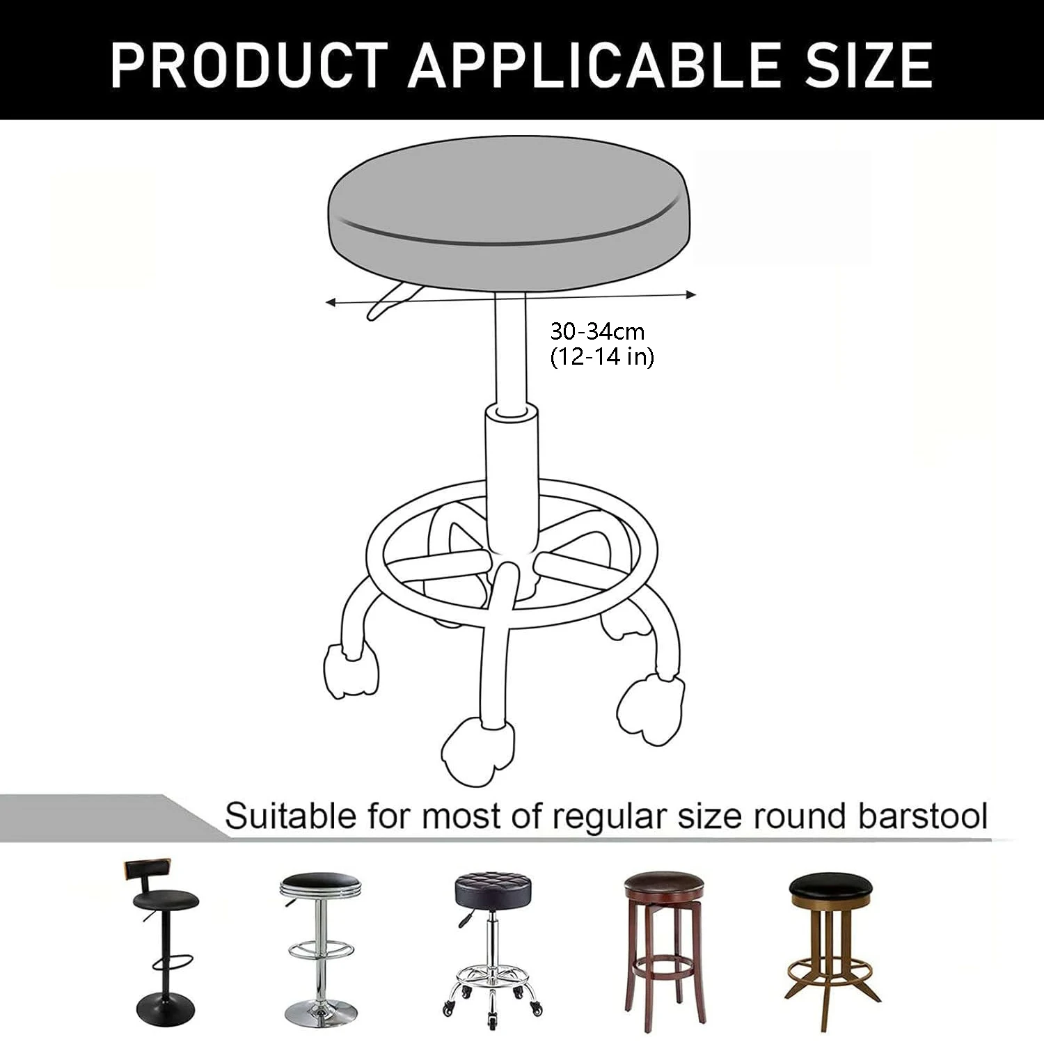 Waterproof Round Stool Cover,PU Leather Bar Stool Cover Stretch Bar Chair Covers Non Slip Easy to Clean Bar Stool Cushions Cover