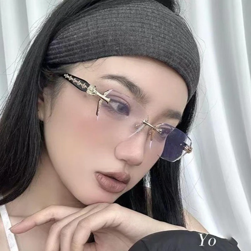 2024 Retro Frameless Ultra Light Women Men Reading Glasses Blocking Blue Light Computer Presbyopia Eyewear Eyeglasses +1.0..+4.0