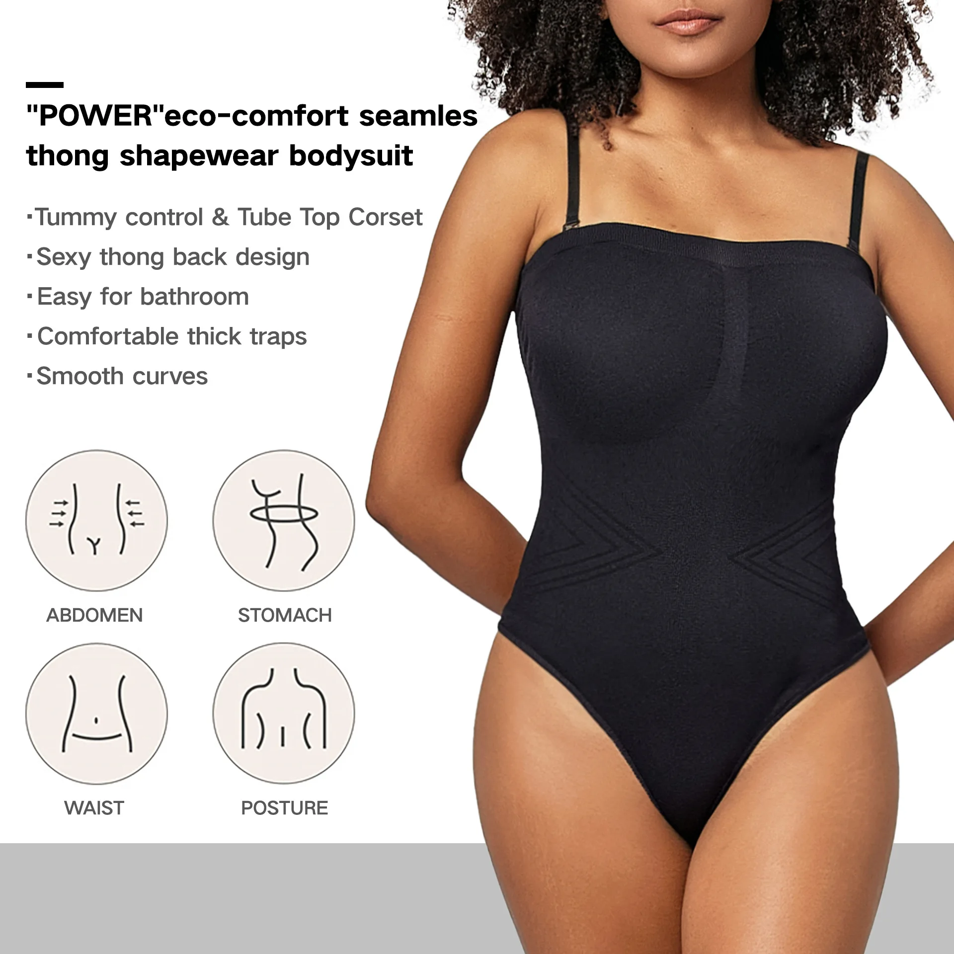 Women's Sexy Strapless Bodysuit One Piece Seamless Ribbed Triangle Off Shoulder  Shapewear Tops Leotard Body Shaper Tank Top