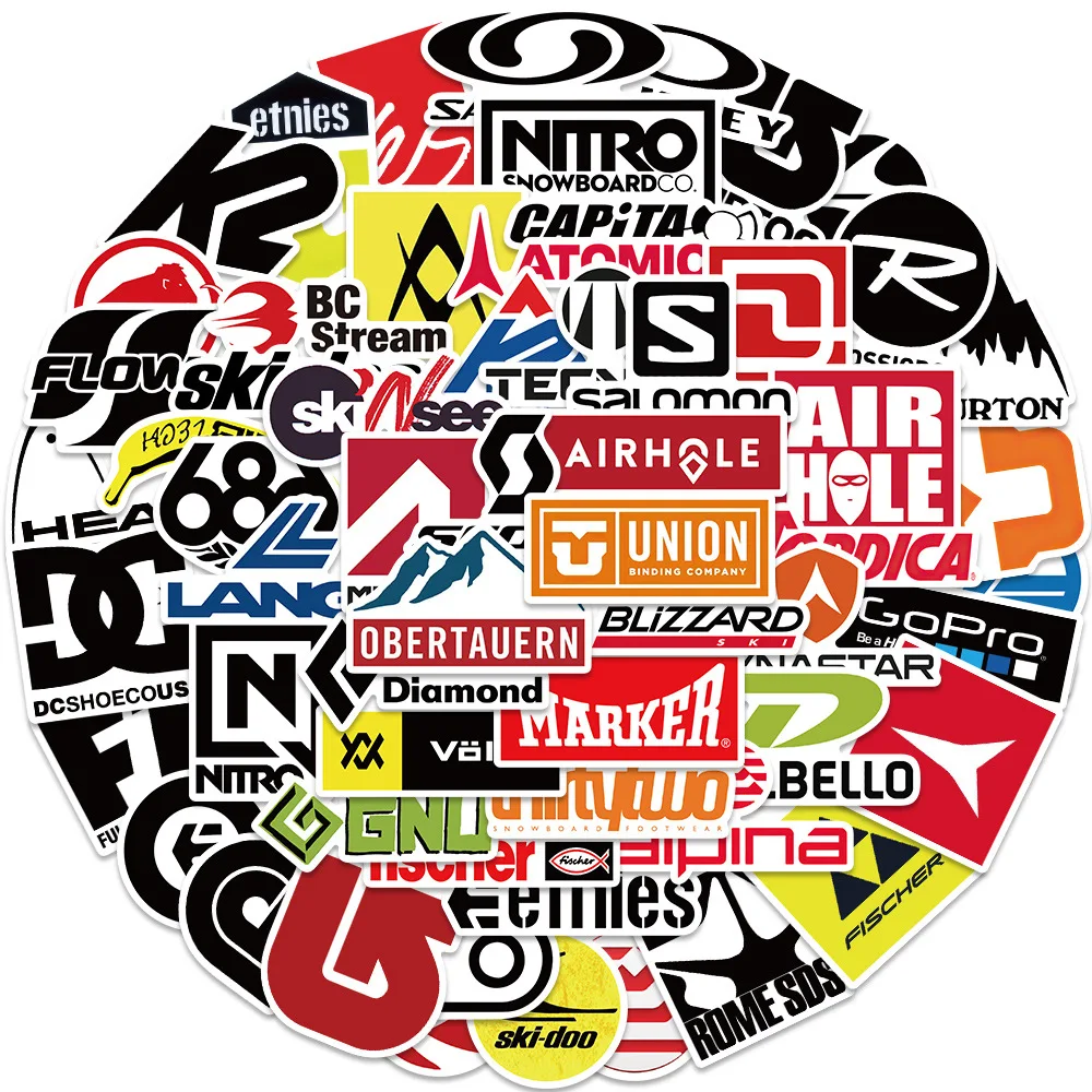 10/30/50PCS Cool Ski Brand Logo Stickers DIY Skateboard Luggage Guitar Laptop Car PVC Waterproof Graffiti Trend Stickers Kid Toy 4