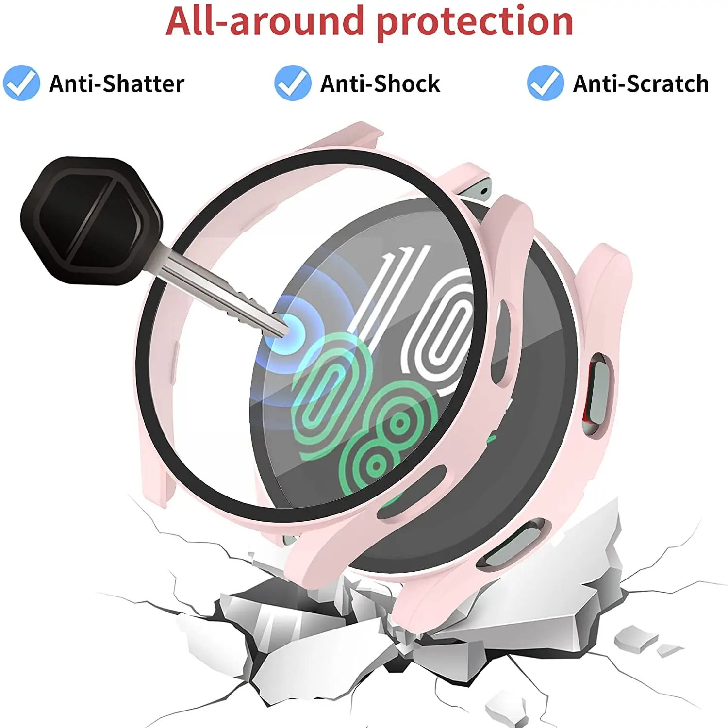 Glass+Case for samsung Galaxy watch 44mm 40mm Accessories