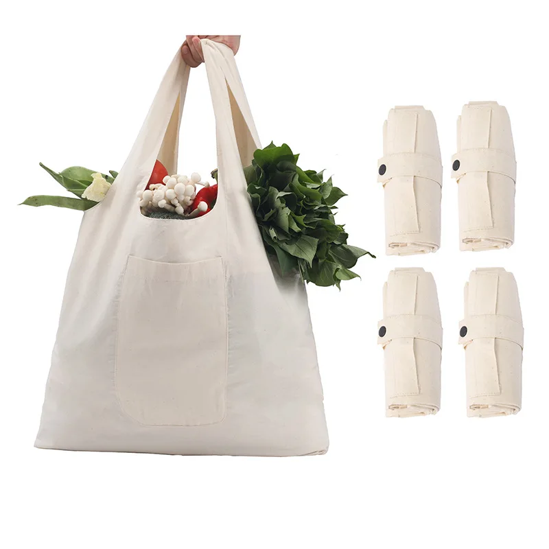 

100% Cotton Shopping Bags Reusable Grocery Portable Shoulder Handbags Fruit Vegetable Large Capacity Shooper Carry Bags Women