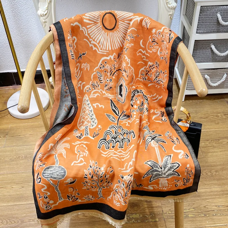 

Высококачественные кашемировые шарфы для женщин осень-зима 2022 новая Корейская версия универсальная теплая большая шаль двойного назначения Толстая