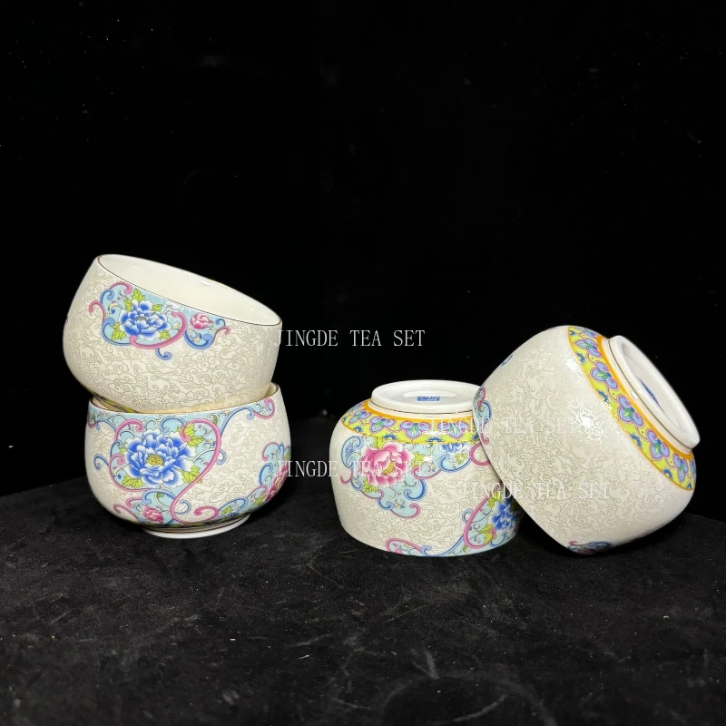 1PCS High-end exquisite ceramic tea set Handmade filter teapot enamel covered bowl teacup traditional porcelain tea accessories