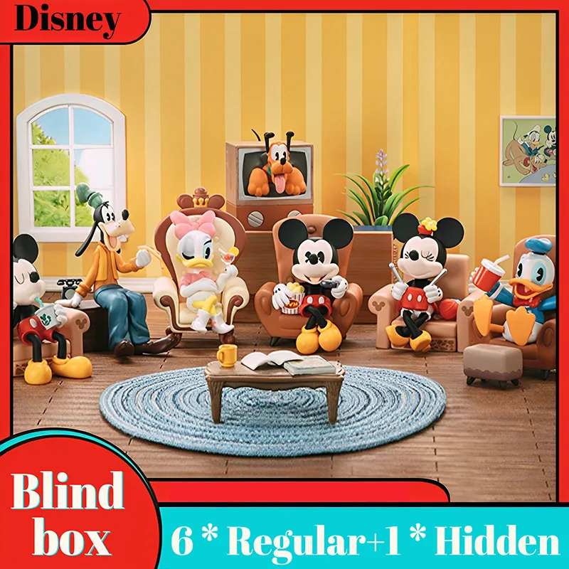

Disney Микки Маус Минни Дональд Дак друзья сборная счастливая серия времени глухая коробка игрушки Фигурки героев таинственная коробка для детей Подарки