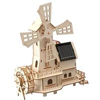 Maisons de moulin à vent solaire, modèles d'assemblage artisanaux pour enfants, puzzles en bois 3D, expériences scientifiques éducatives 3