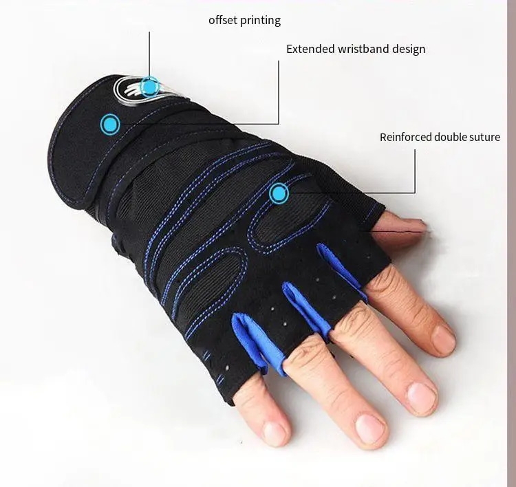 Description Picture 2 of itemFitness Gloves Fitness Heavyweight Training Gloves Men's Fitness Half Finger Non-slip Gloves Wrist Lifting Exercises