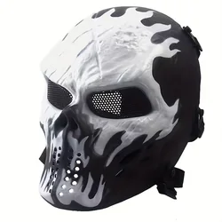 Men's Camouflage Skull Warrior Mask - Unique Horror Party Cosplay Accessory and Birthday Gift (White Skull)