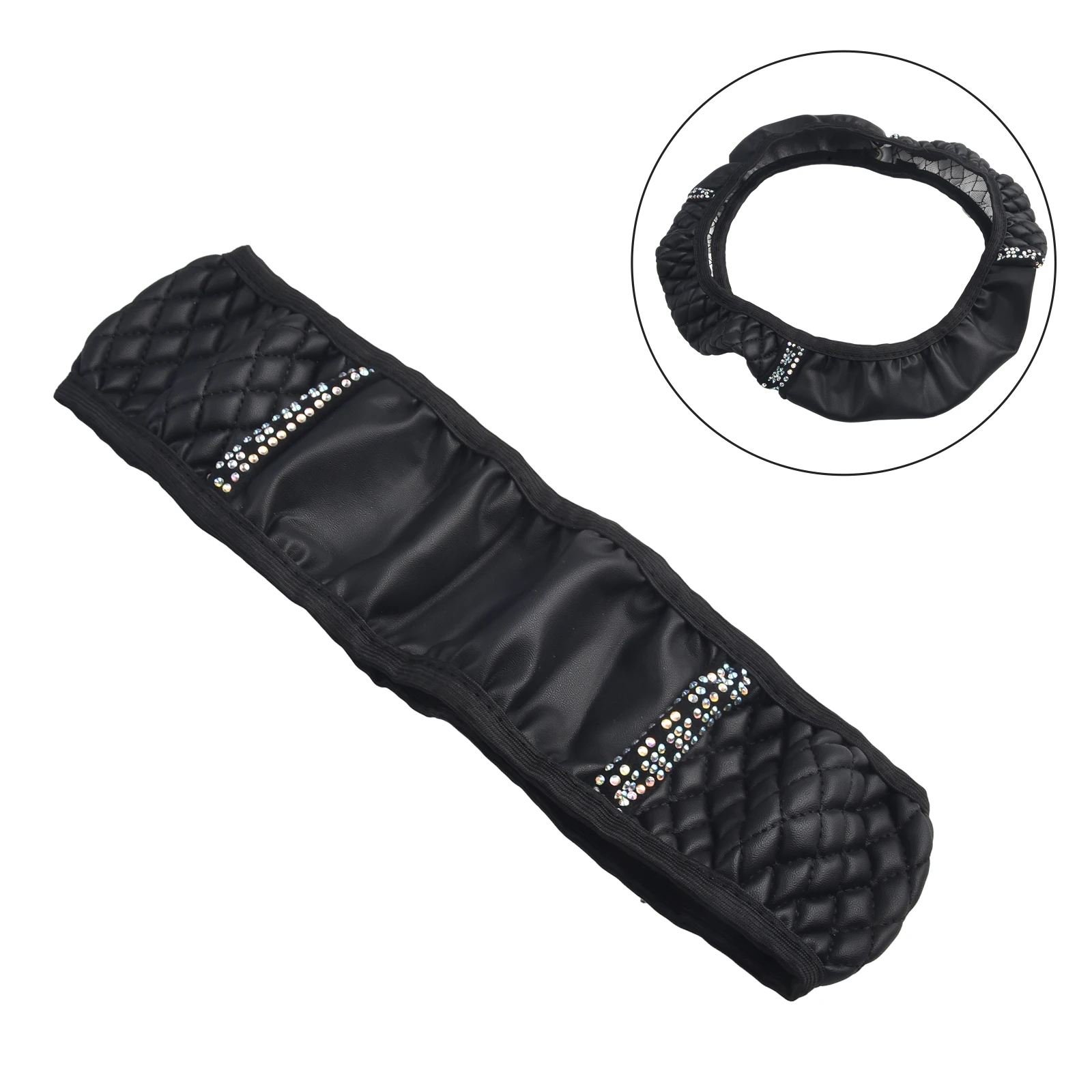 

Car Steering Car Steering Wheel Cover Tools Accessories Black UV-Resistant Waterproof PU Leather Steering Wheel Cover