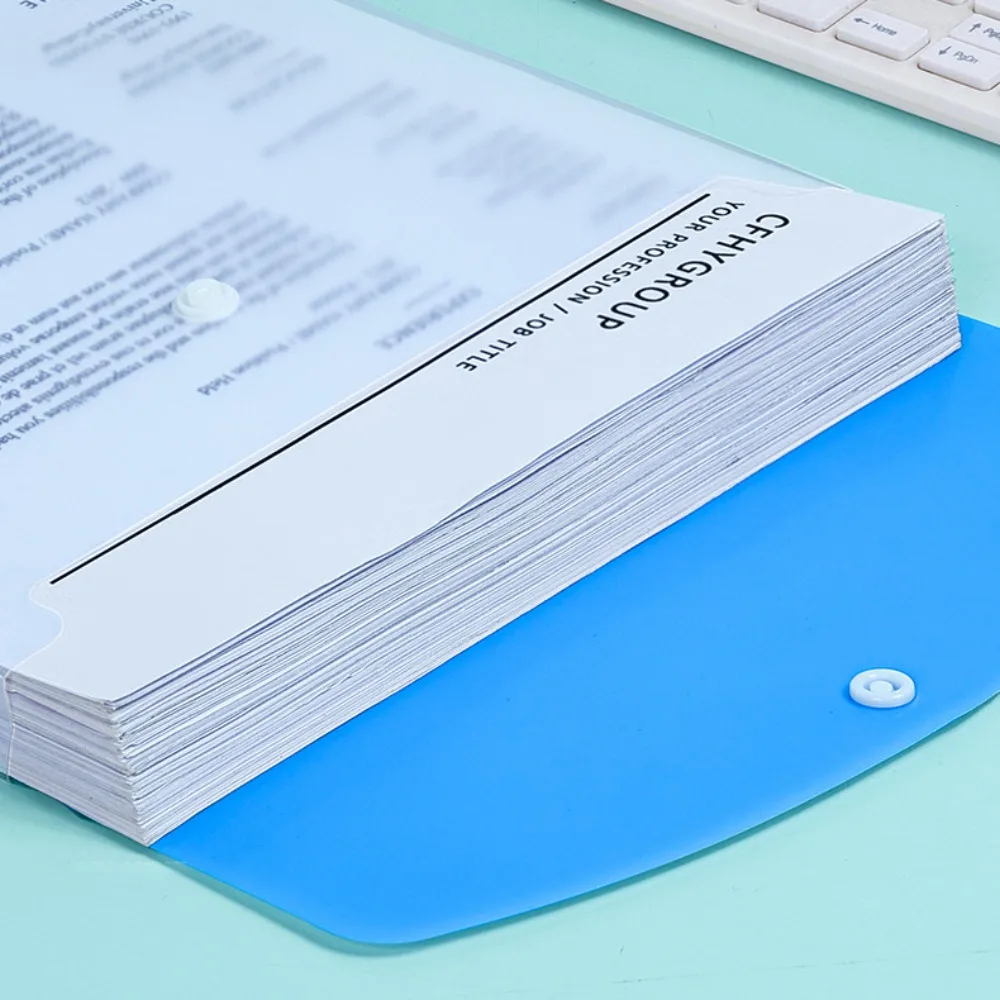 6 pcs New PP Binder Folders A4 Clear Punched Pockets 6 colors Button Closure Binder Pocket School Files