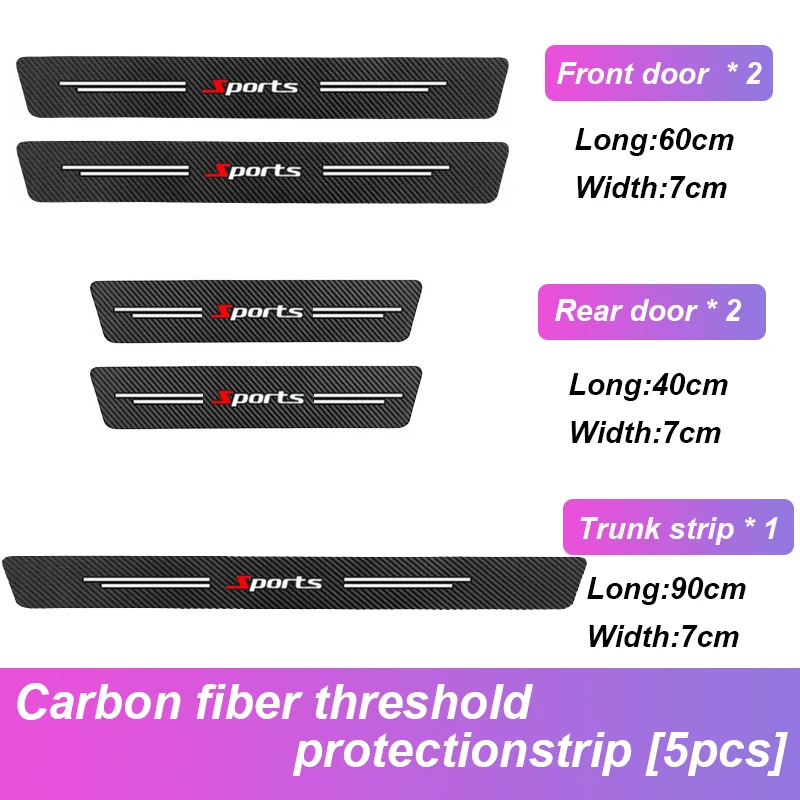 Carbon Fibre Car Door Sill Protective Strip Set - Sport Styling & Anti-Collision Decor