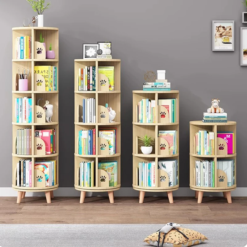 

Rotating Corner Bookcase Storage Organizers Partitions Small Magazine Bookshelf Library Wooden Rak Buku Home Furniture XY50BC