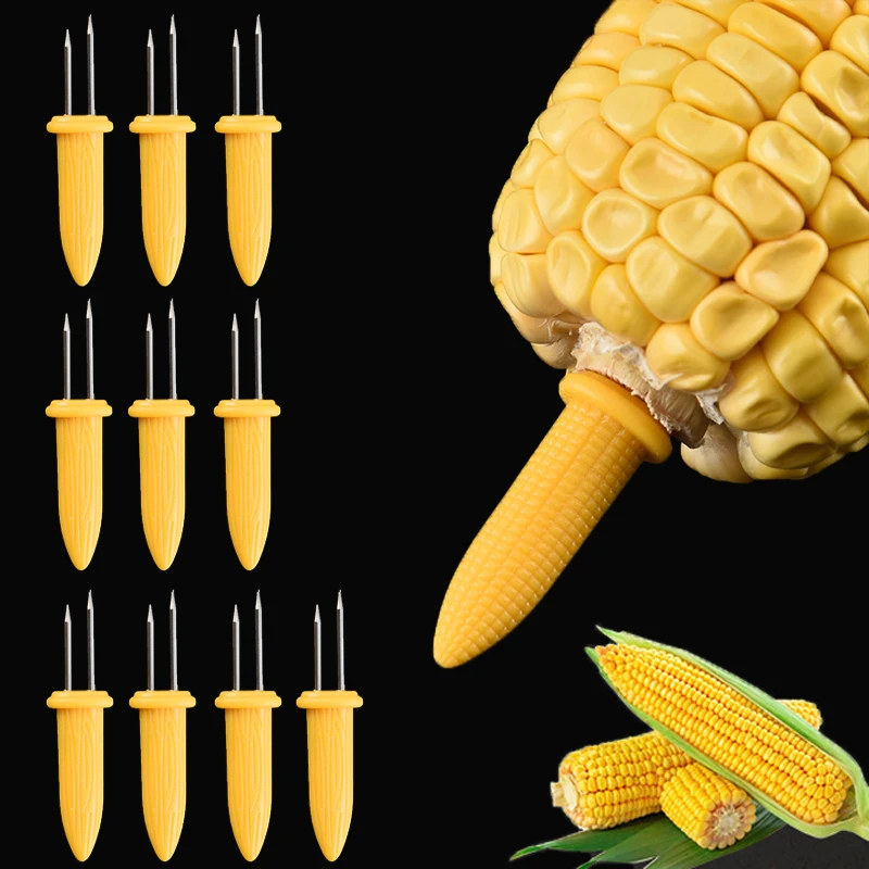 Corn fork bbq tool 10Pcs corn fork BBQ stainless steel corn holders handheld anti scalding needle on the cob double fork barbecue tool