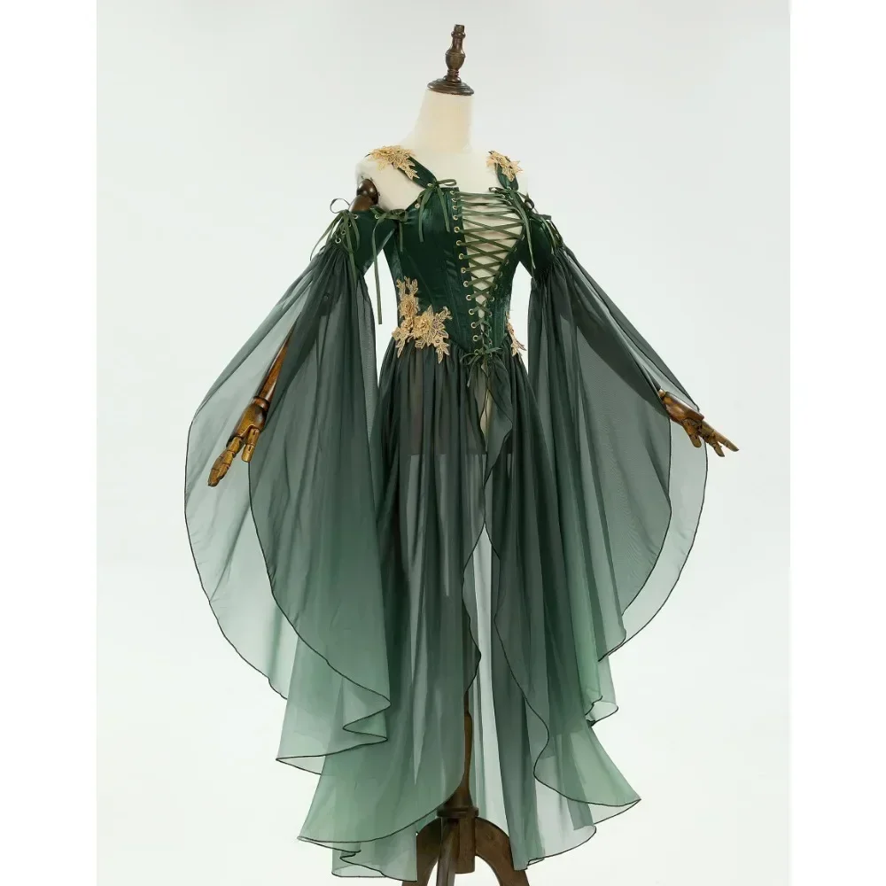 Women's Medieval Renaissance Green Dress with Sleeves Cosplay Zipper Back |  eBay