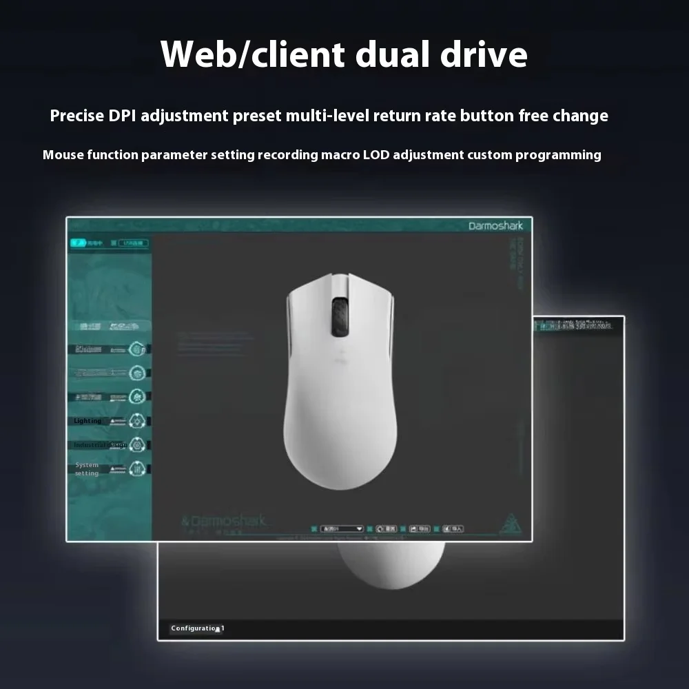 Darmoshark M3XS PRO Tri-Mode Wireless Gaming Mouse Supports 8Khz 45g Lightweight Client Dual Driver For Small And Medium-sized