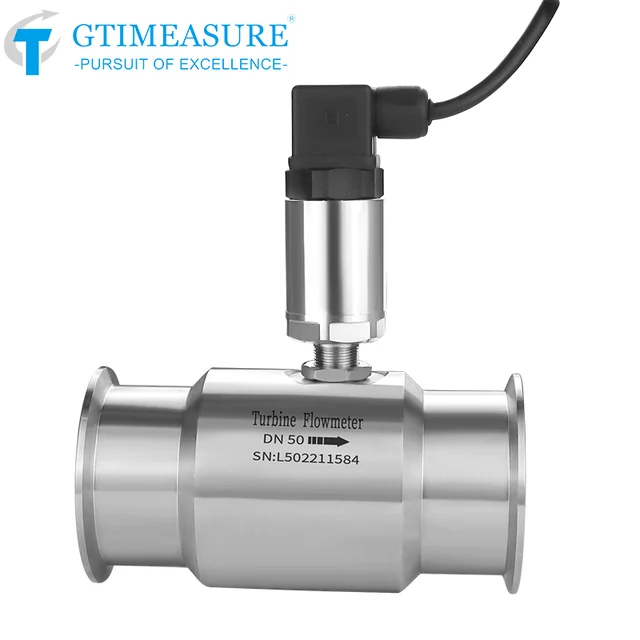 เซ็นเซอร์วัดการไหลของกังหันน้ำนมดีเซลความแม่นยำสูง เครื่องวัดการไหลของน้ำ การเชื่อมต่อแคลมป์ 3