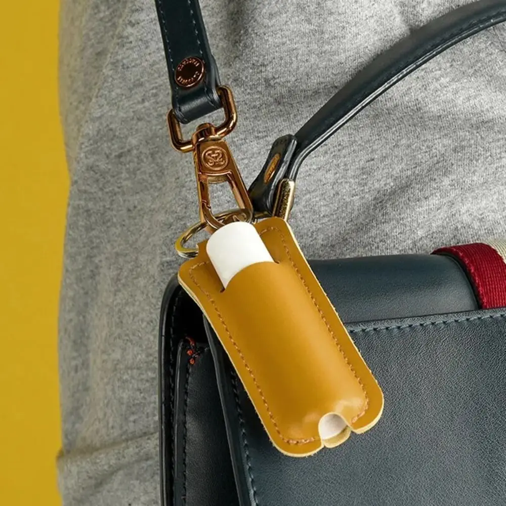 

Keychain Lipstick Bag Cosmetic Bag PU Leather Portable Makeup Lipstick Holder Mini Fashion Lip Gloss Bag Women