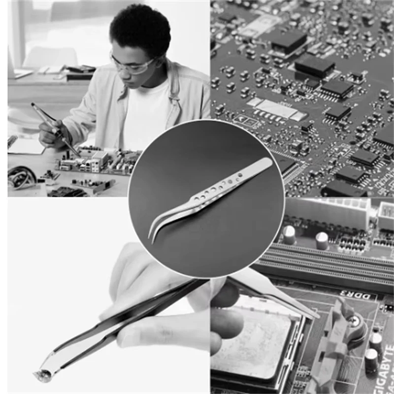 Xiaomi Precision Industrial Tweezers Diy Hand Tools Sets For Electronics Soldering Maintenance Magnetic Stainless Steel Repair precision tweezers tweezer tool esd anti static tweezers soldering tweezers