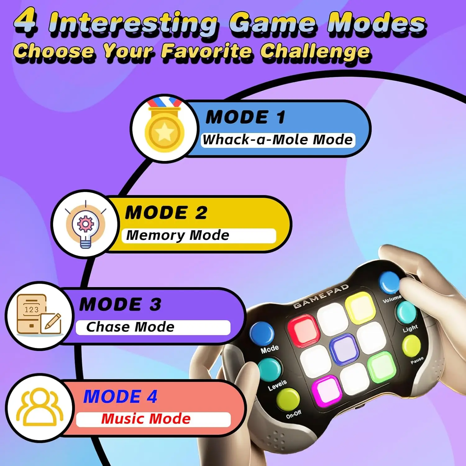 Flashing Fast Push Game Fidget Toys Handle Quick Press Games for Kids Electronic Game Console for Teens Christmas Birthday Gifts 3