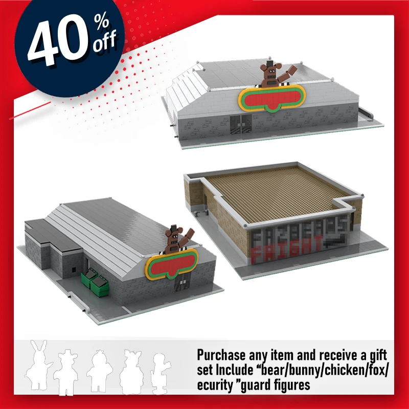Film Horror Moc Personaggi Rockstar Bunny Fox Toys Bear Funtime Restaurant Blocchi Di Costruzione Modulari Scene Di Gioco Horror