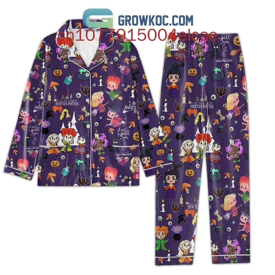 2024 New Disney Halloween Hocus Pocus  Pajama Set Casual Men's and Women's Long Sleeve Shirt Pajama Set 5