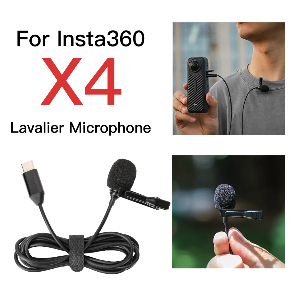 

Lavalier Microphone for Insta360 X4 Panoramic Action Camera Noise reduction Microphone Type-C Interface Accessories Insta360 X4