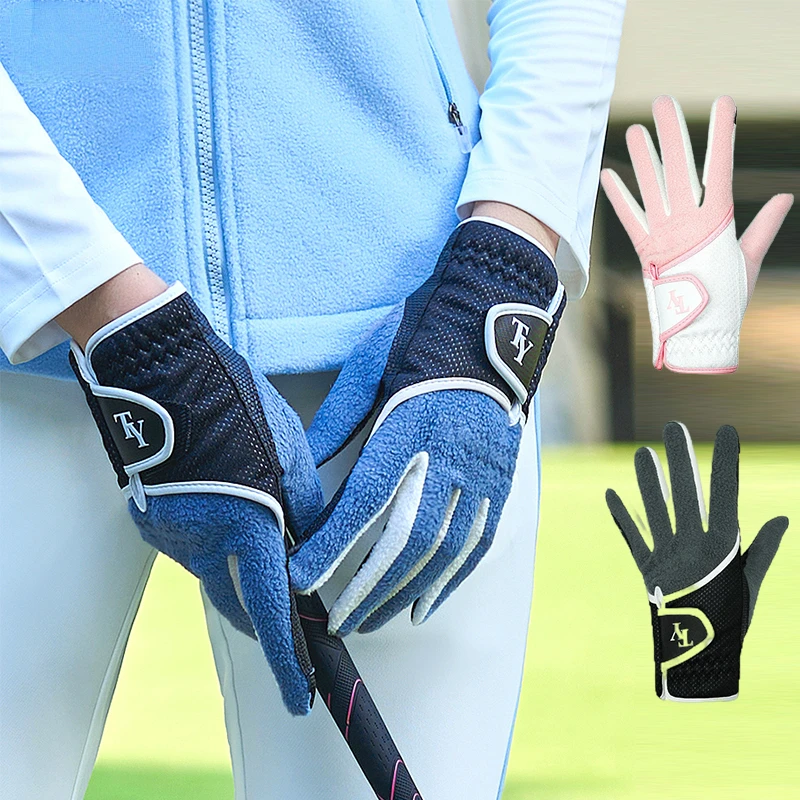 1PairWomenGolfGlovesWindproofWarmWinterFleeceAntislipMittens