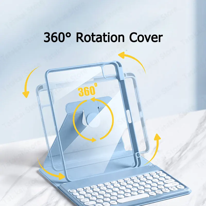 Capa de Teclado com Touchpad para Ipad Rotação 360 ° Air 5ª 4ª Geração Pro 11 2023 2023 2023 2023 - Imagem 3