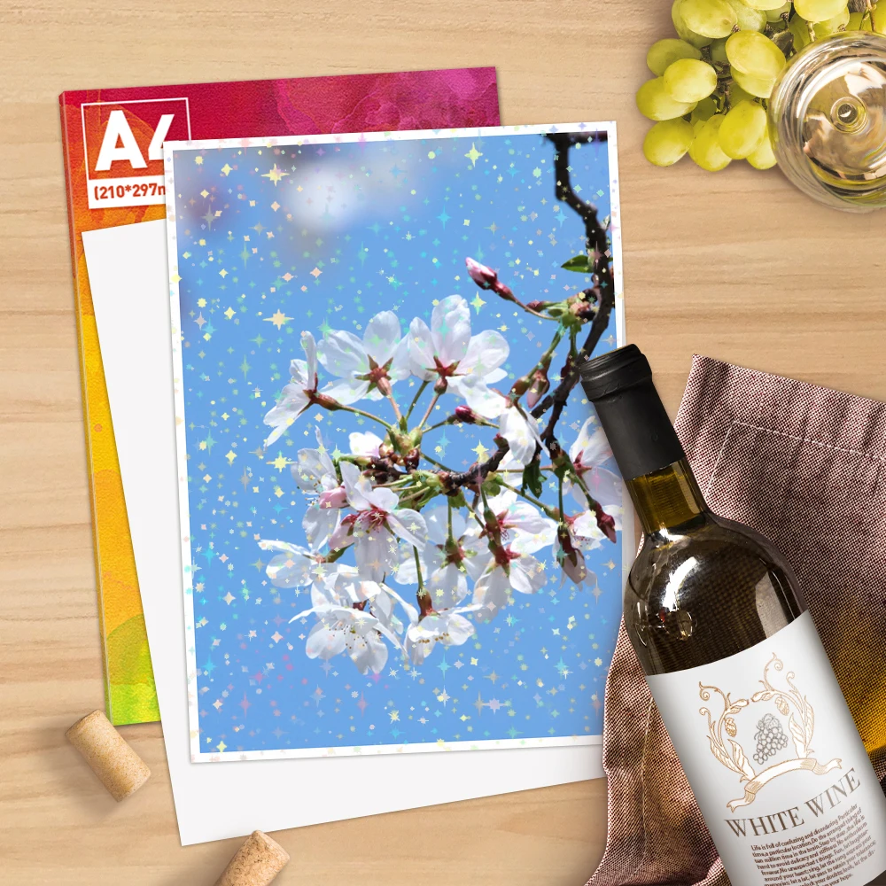 10 Sheets Cold Lamination Film A4 Paper Holographic Film Transparent Cold Lamination Paper Sticker Waterproof PET Sheet Label